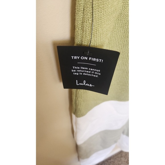 Lulus Sage Green Striped Ribbed Knit Sleeveless Midi Sweater Dress Medium NWT - Picture 5 of 8